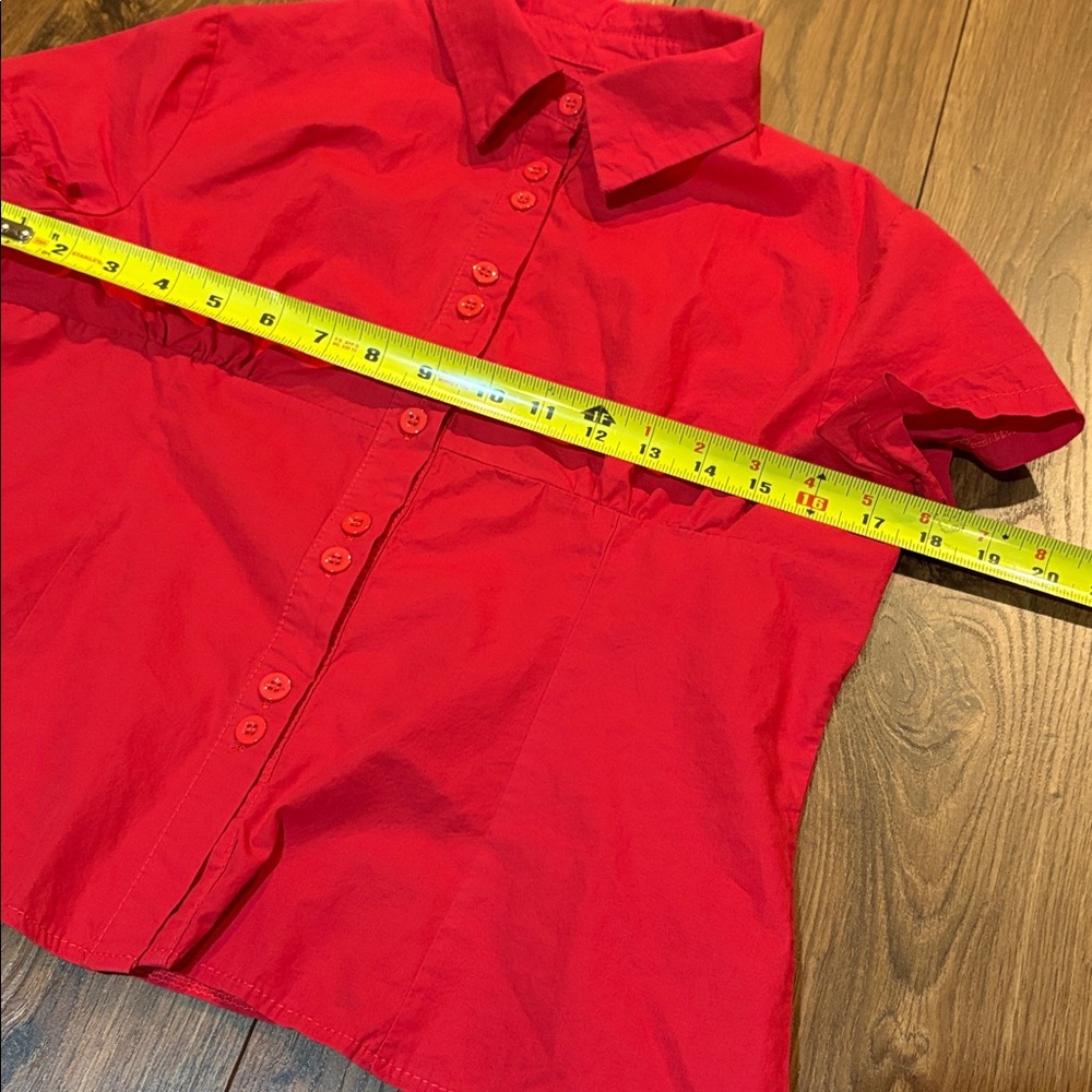 Red Button-Up Women's Top - Picture 6 of 8